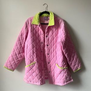 Pink green quilted jacket